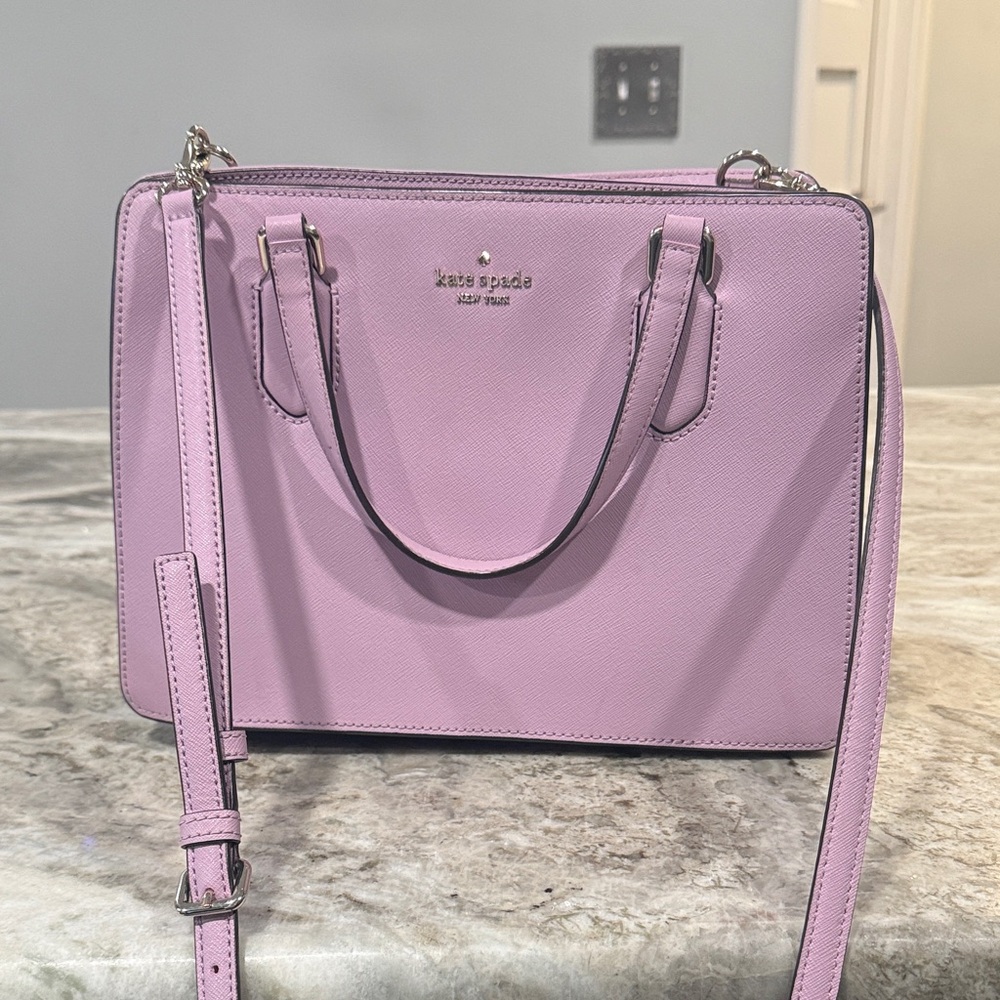 kate spade Lavender Leather Satchel with Detachable Strap